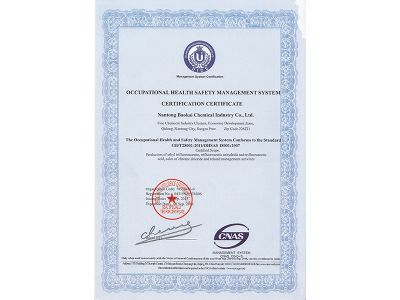 Occupational Health and Safety Management Certification Certificate
